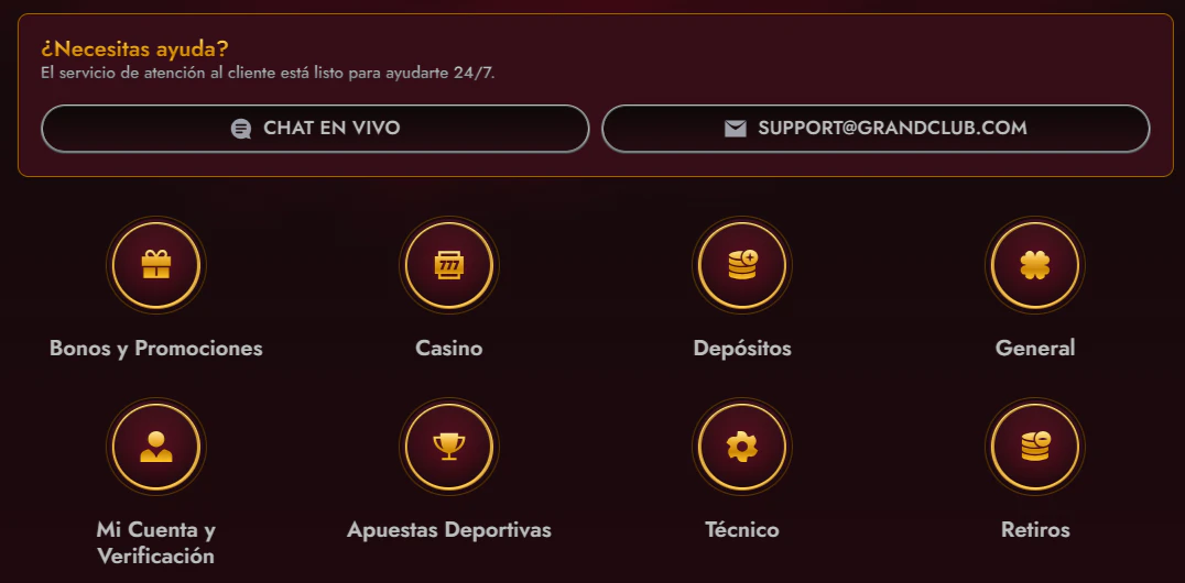 Atención al cliente de GrandClub